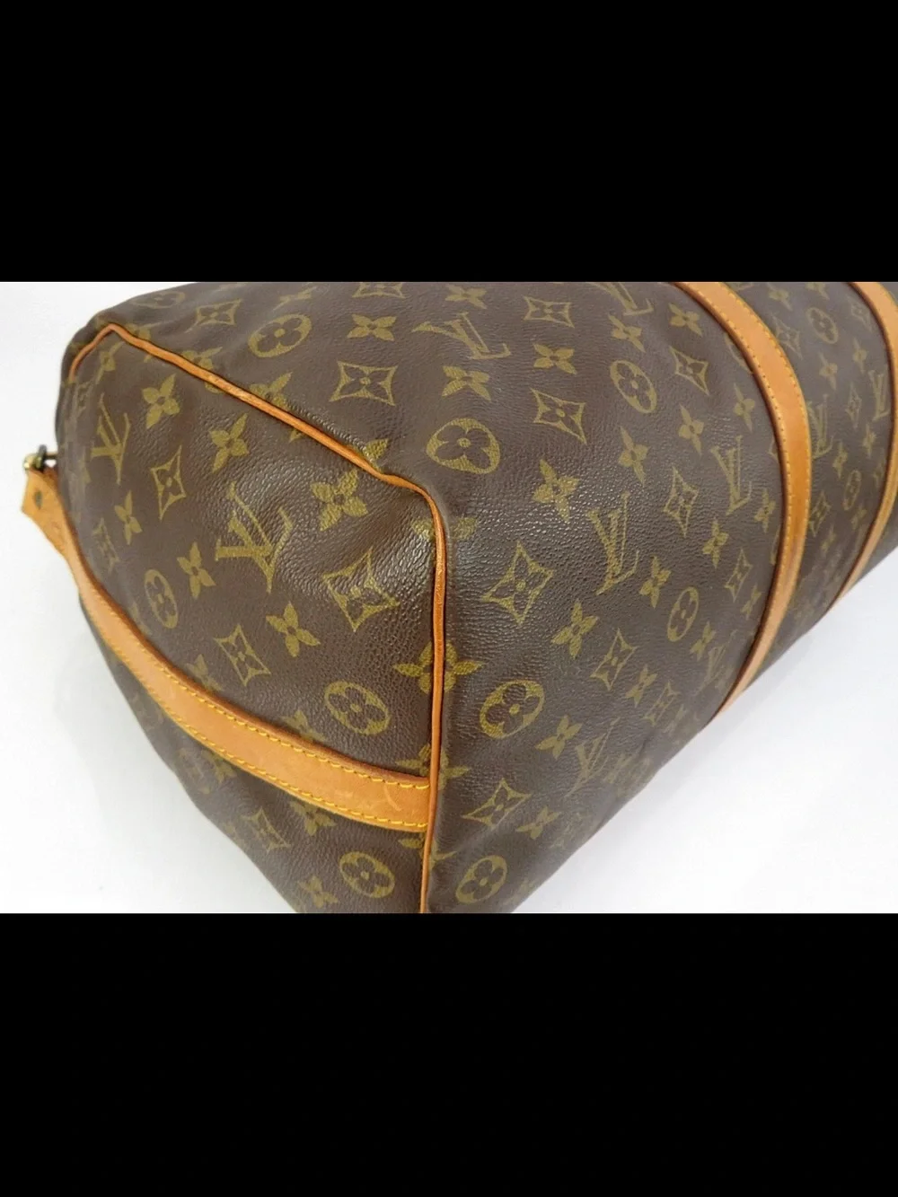 Louis Vuitton Brown Monogram Duffel with Tan Leather Trim